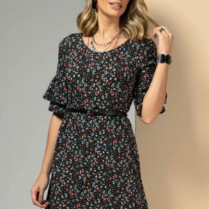 Vestido Floral Cinza